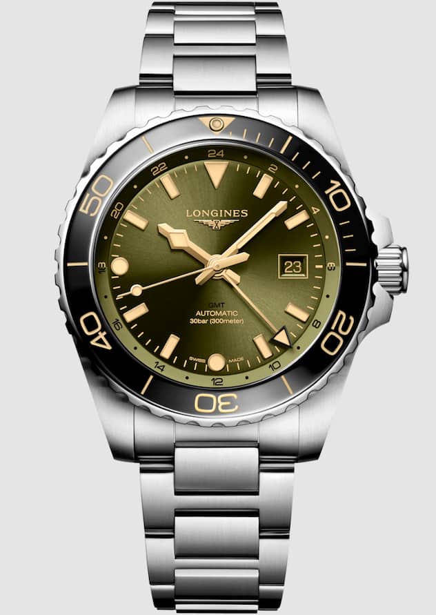  Longines Hydro­Conquest Die Sportuhr mit 43-mm-Stahl­gehäuse, Keramiklünette und kratzfestem Saphirglas kann viel aushalten, auch Druck bis 300 Meter unter Wasser. 2800 Fr.