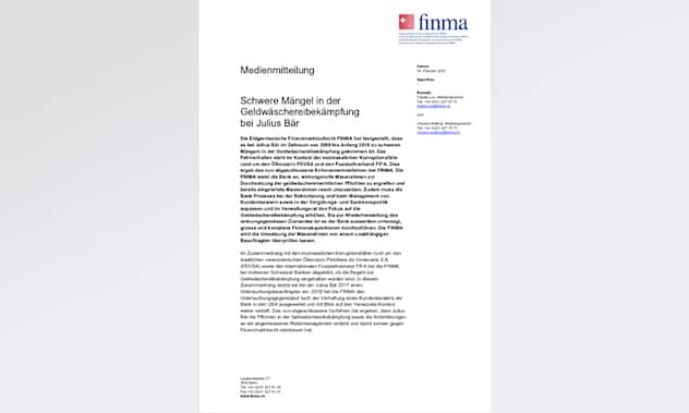 Medienmitteilung Finma