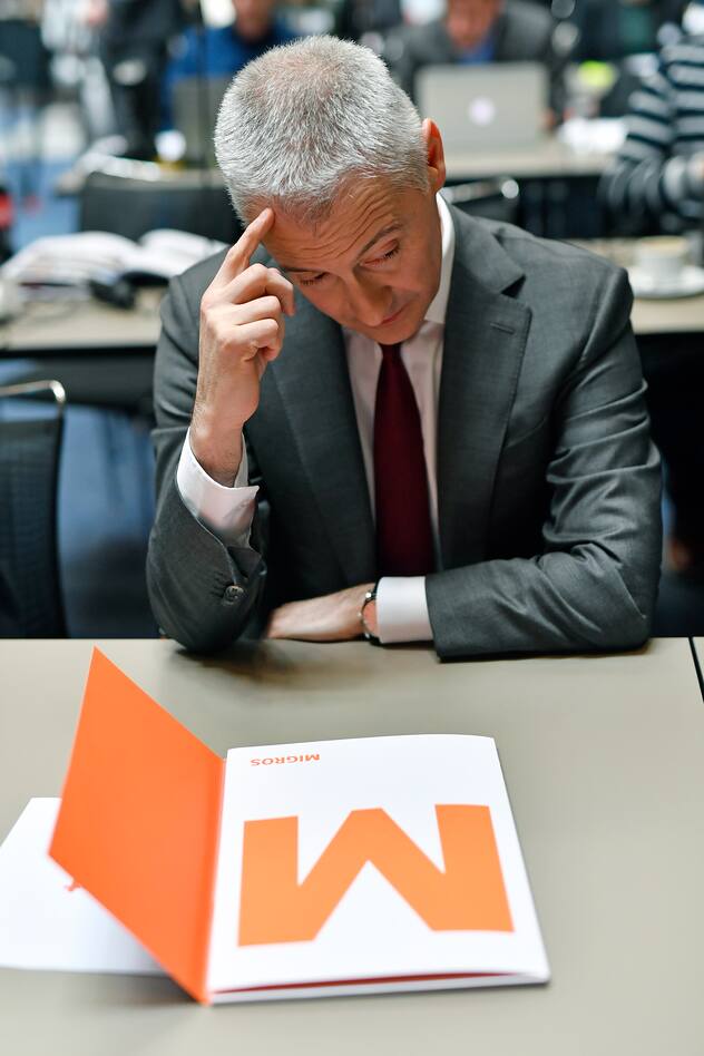 Fabrice Zumbrunnen, Praesident der Generaldirektion MGB an der Bilanzmedienkonferenz von Migros in Zuerich am Dienstag, 26. Maerz 2019. (KEYSTONE/Walter Bieri)