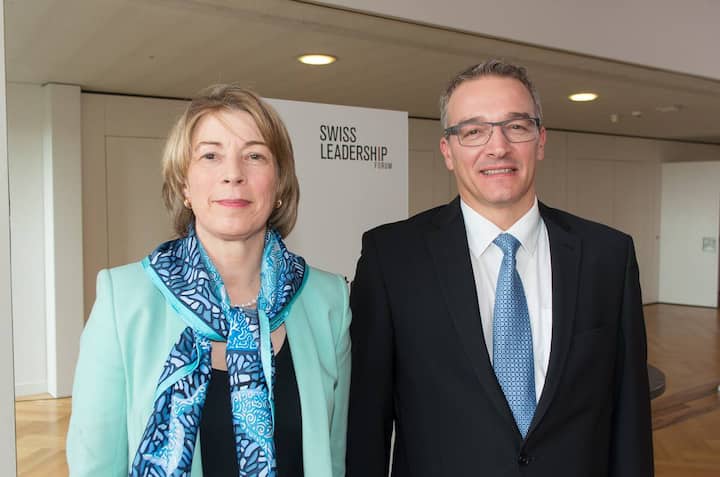 Barbara Kux, Mitglied des orstands, Siemens AG; Stephan Isenschmid, Geschäftsführer, Swiss Leadership Forum