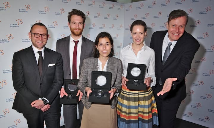 Remo Burkart, Regional Boutique Director, Hublot Boutique Zürich, Uhrensponsor;
Colin Miller, New York University, Drittplatzierter Gewinner, St. Gallen Wings of Excellence
Schima Labitsch, Fordham University, Erstplatzierte Gewinnerin der St. Gallen Wings of Excellence;
Alexandra Ettlin, Universität St. Gallen, Zweitplatzierte Gewinnerin, St. Gallen Wings of Excellence;
Georg von Krogh, Professor of Strategic Management and Innovation, ETH Zürich  Bilder: Markus Senn