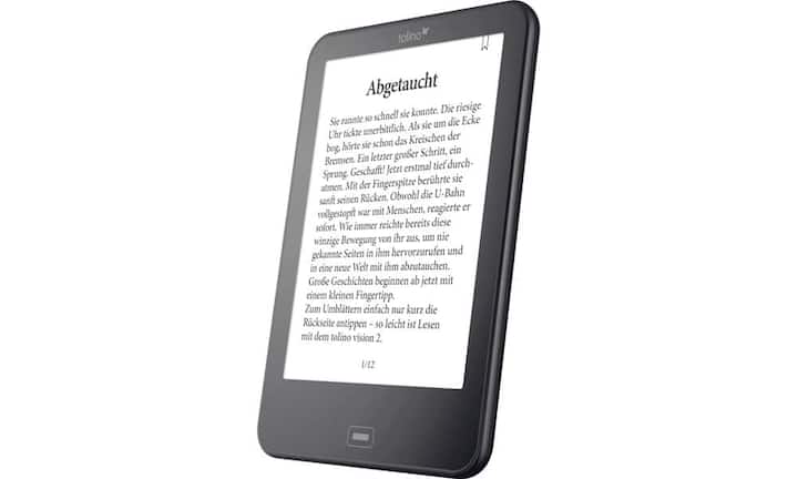 Die Kindle-E-Books sind weitverbreitet, doch sie haben einen grossen Nachteil: Sie bieten nur den Zugang zum Amazon- Buchshop. Das Tolino Vision 2 ist da offener. Bücher können aus mehreren Shops bezogen werden. Das neueste Tolino-E-Book, hinter dem mehrere Buchhändler stehen, ist nun auch wasserfest. Zudem wurde das Umblättern vereinfacht. Allerdings fällt der SD-Speicherkarten-Slot weg. Tolino Vision 2 159 Franken