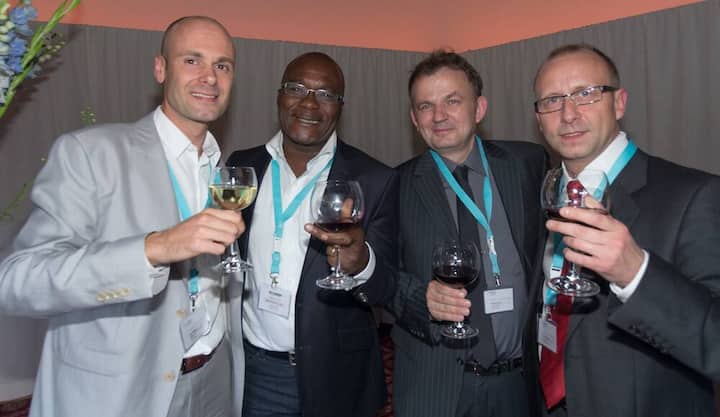 Bart Willems, Managing Director, SIC Cacaos, Kamerun; Jean-Ponce Assi, Generalsekretär, SACO, Elfenbeinküste; Boguslaw Rzad, Industrial Director, Jutrzenka Colian, Polen; Piotr Petrykowski, Purchasing Director, Jutrzenka Colian, Polen