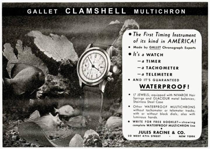 Werbung Gallet Multichron Clamshell 1939