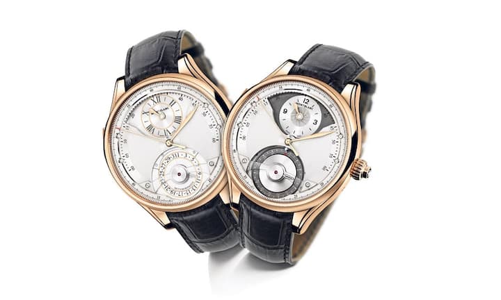 Montblanc - Doppelgesicht
Metamorphosis: Im Gegensatz zum Mechanismus lässt sich die Funktion der Uhr (limitierte 18 Stück) einfach erklären: Klassisch zeigt das Zifferblatt Zeit- und Datumsanzeige (links); Durch betätigen der entsprechenden Komplikationen am Gehäuse, tritt an die Stelle der eleganten Anzeige ein komplett neues Zifferblatt (rechts). Weiter wird aus dem Zifferblatt ein Chronograph mit neuer Funktion.Grösse: 52 Millimeter / Gehäuse: Weissgold