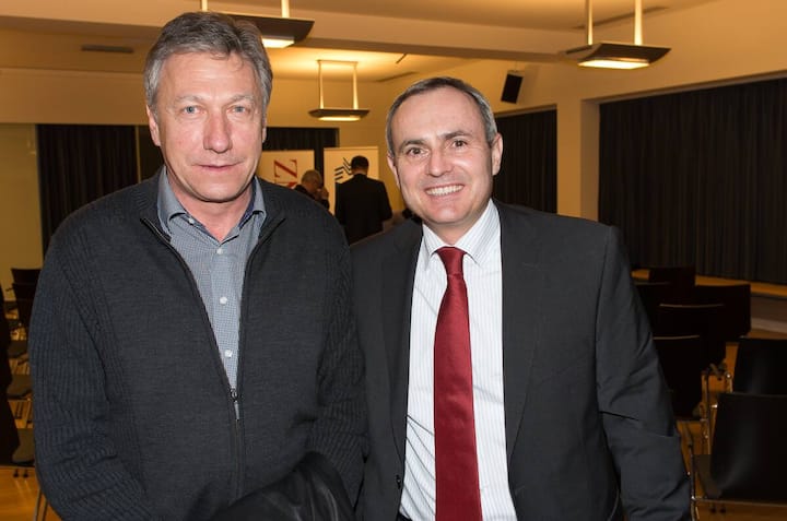 Pius Essig, GL Hilpert electronics; Robert Straehl, Direktor NAB, Leiter Firmenkundengeschäft