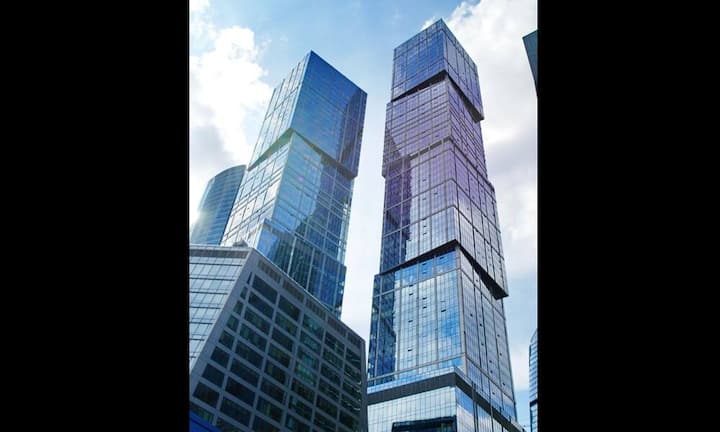 Rang 10 - Capital City Moscow Tower, Moskau: Besonders auffallend ist das Wohngebäude wegen den versetzt aufeinander gestapelten «Bauklötzchen». (Bild: Igor Butyrskii)