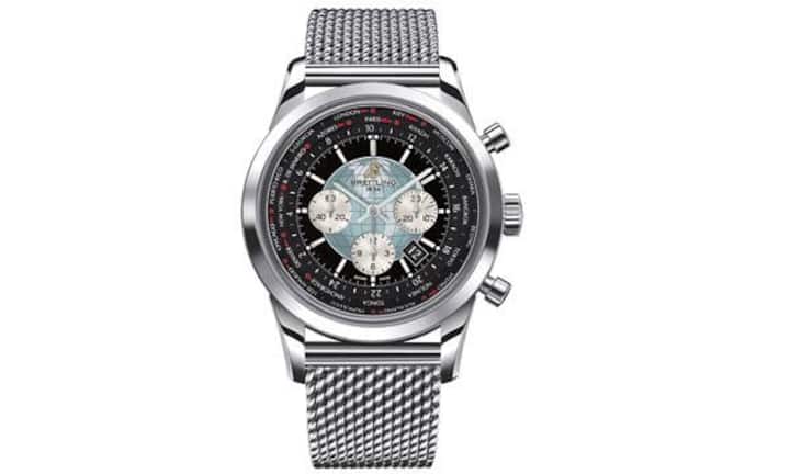 Urbane Qualitäten: Breitling verfügt über eine unbestrittene Chronographenexpertise. Mit der Transocean beweisen die Uhrmacher aus Grenchen und La Chaux-de-Fonds, dass sie keineswegs nur die martialische Formensprache beherrschen. Jüngstes Kind der jungen Kollektion ist die Transocean Chronograph Unitime mit Zeitzoneneinstellung über die Krone, hauseigenem Kaliber B05 und elegantem Milanaiseband. In Edelstahl: 10 740 Franken.