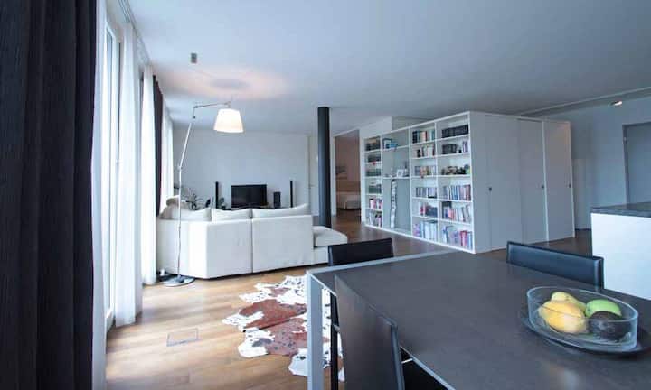 Die Wohnung im Zürcher Kreis 5 wurde im Jahr 2010 umfassend renoviert. Ein offenes Grundrisskonzept ermöglicht eine individuelle Nutzung der Räume. So können einzelne Bereiche abgetrennt werden oder die Wohnung möglichst offen gehalten werden.