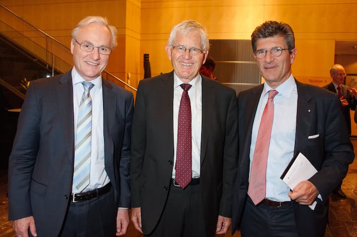 Ernst Fehr, Leiter des UBS International Center of Economics in Society an der Uni Zürich; Kaspar Villiger, Präsident, UBS-Stiftung an der Uni Zürich; Patrick Odier, Präsident, Bankiervereinigung SwissBanking