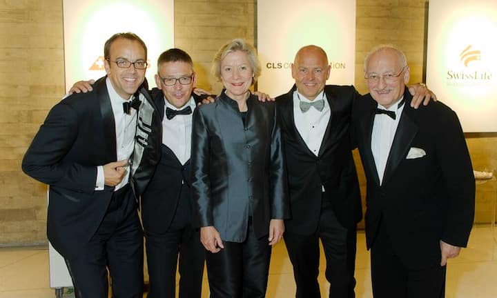Sponsoren II, Gruppenbild mit Dame: Markus Binkert, Swiss; Hans-Jakob Stahel, Swiss Life AG; Doris Albisser, CLS Communication AG; Morten Hannesbo, AMAG; Roger-Nicolas Balsiger, H. Moser & Cie