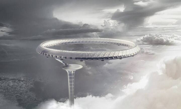 Eine lobende Erwähnung gab es für diesen Plan aus China. Die Atmosphere Database ist ein Labor zur Erforschung der Atmosphäre. Sie würde 1350 Meter in die Höhe ragen und Erkenntnisse über den Klimawandel bringen.