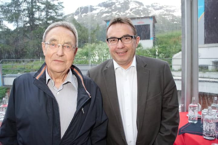 Peter Barth, ehemaliger St.Moritzer Gemeindepräsident (bis 2010); Sigi Asprion, Gemeindepräsident St. Moritz.