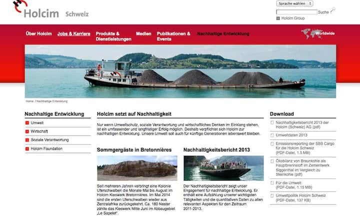 Platz 7: Holcim (46,5 Punkte von maximal 100) Fast ein Viertel der Schweizer Unternehmen veröffentlichen laut Studienautoren keinen Nachhaltigkeitsbericht. Der Anteil ist deutlich höher als sonst in Europa üblich.