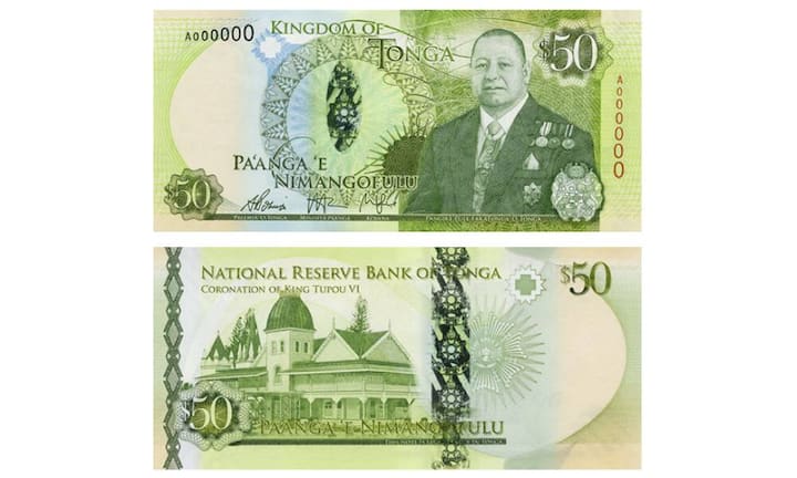 ... und die grüne Schönheit aus Tonga. 
Bilder: IBNS/Nationalbanken