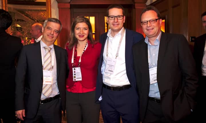 Giovanni Conti, Direktor, Bundesamt für Informatik und Telekommunikation;
Monica Dell'Anna, Leiterin Business Medien, NZZ-Mediengruppe;
Thomas Henzmann, Leiter ICT Strategie, Schweizerische Post AG;
Markus Stäuble, CIO, dorma+kaba International Holding AG (v.l.n.r.)