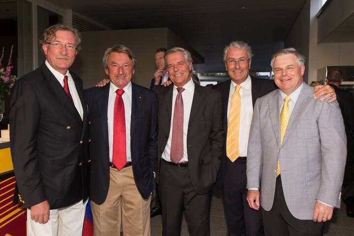 Robert Ober, Präsident Golfclub Breitenloo und Gastgeber; Ernst Tanner, Lindt & Sprüngli; Peter A.C. Blum, Unternehmer; Michel P.G. Burckhardt, Präsident Zurich Open; Thomas Wellauer, Group COO Swiss Re