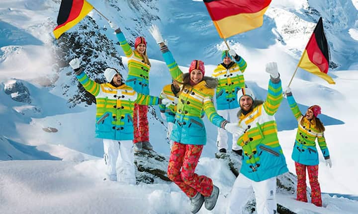 Alles so schön bunt hier: Zum achtzehnten mal hat der Designer Bogner die deutsche Nationalmannschaft ausgestattet. (Bild: bogner.com)