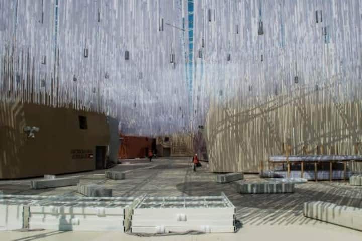 Die Innenansicht des spektakulären Pavillons von Jordanien. Insgesamt sind 145 Länder mit eigenen Pavillons auf dem Ausstellungsgelände vertreten.