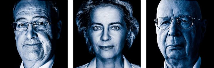Guy Parmelin fordert verantwortungsvolle Firmen, Ursula von der Leyen einen «Green New Deal», Klaus Schwab den Fokus auf die Stakeholder (v.l.).