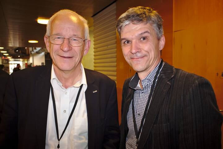 Ralph Eichler, Präsident, «Schweizer Jugend forscht»;
Philip Zollinger, Inhaber, Evocean GmbH (v.l.n.r.)