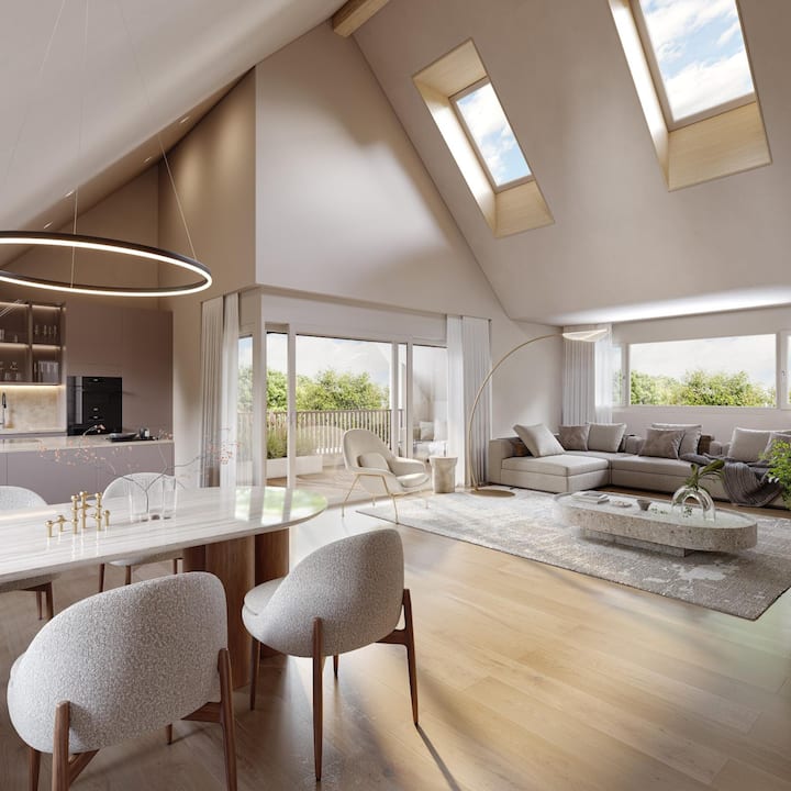 So sieht es in einer Maisonettewohnung in diesem Luxusneubau aus.