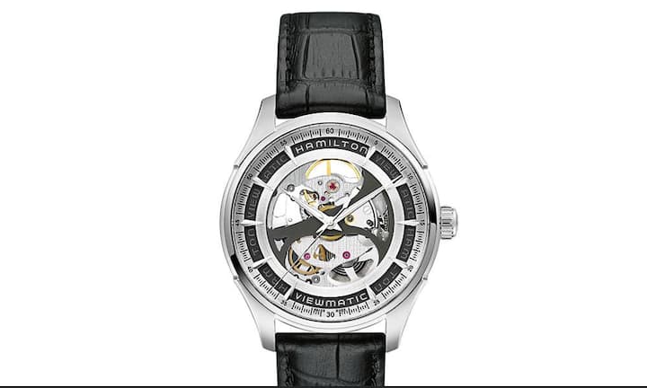 Durchgestartet: Hamilton verblüfft immer wieder mit kreativen Leistungen zu kulanten Tarifen. Die jungen Macher um Sylvain Dolla und Alexandre Gannac haben eben nicht nur Ideen – sie setzen sie auch um. Etwa mit der Jazzmaster Viewmatic Skeleton für sie und ihn zum Einheitstarif. Hamilton Jazzmaster Viewmatic Skeleton Gent, 1115 Franken.