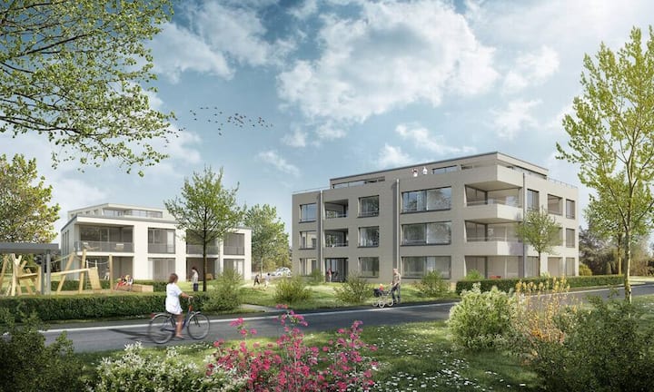 Frick: Im Gänsacker in der Aargauer Gemeinde entstehen in drei Mehrfamilienhäusern nebst vielen Mietwohnungen auch 26 Eigentumswohnungen. Baustart: Oktober 2015.