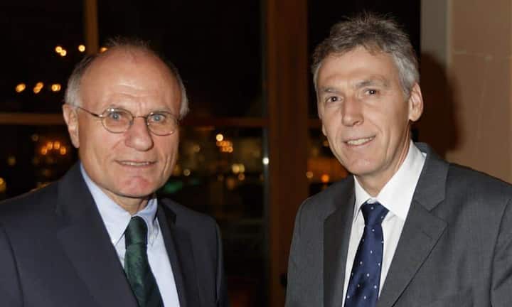 v.l.n.r. Rudolf Dietrich - Oberzolldirektor, Heinz Engi-Zollkreisdirektor; Eidgenössische Zollverwaltung