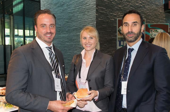 Hendrik Fischer, Advant Planning; Stefanie Vogel, PwC; Saverio Taverna, FIFA TMS