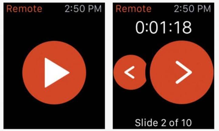 Powerpoint – ferngesteuert 
Powerpoint ist als Zusammenspiel von iPhone und Apple Watch gedacht. Mit der App des  Microsoft-Program mes können Nutzer  im Zweifel ganze  Präsentationen auf dem Smartphone erstellen, sie bearbeiten und verschicken. Die Apple Watch dient als Fernbedienung, mit der das Abspielen der Folien gesteuert werden kann. Fazit: Gut als Fernbedienung, mehr aber auch nicht.