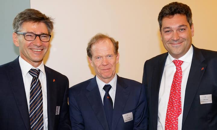 v.l.n.r. Rainer Hiltebrand; COO Swiss, Robert Deillon; CEO bei Geneva International Airport, Lorenzo Still; Head of Western Switzerland Swiss International Air Lines.