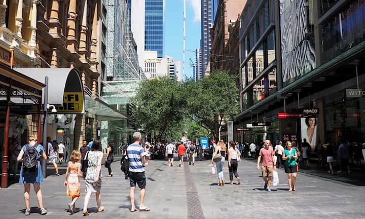 Rang 7 (VJ 6): Pitt Street Mall (Sydney)
9383 Euro pro Quadratmeter und Jahr.
Bild: Nick-D/CC/wikimedia