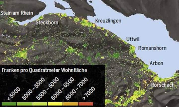 Uttwil, Bodensee (Quelle: Mikrolagen-Rating Wüest & Partner (Stand: Juli 2013), Kartengrundlage: Swisstopo)