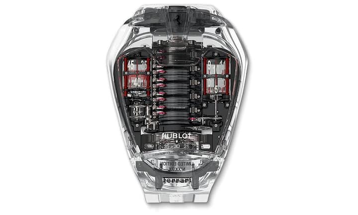 9. Hublot MP-05 LaFerrari Sapphire
Hublots Hommage ans gleichnamige Auto von Ferrari kostet auf Chrono24 rund 450'000 Franken – im Vergleich zum Supersportler (Preis rund 1,5 Millionen Franken) ist die Uhr ein Schnäppchen.