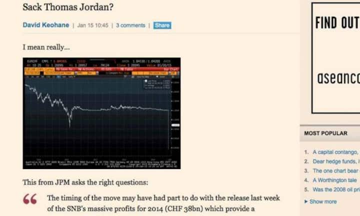 Financial Times, Grossbritannien: ... in einem Kommentar holt sie dann schärfere Worte hervor. «Thomas Jordan entlassen? Also wirklich...», schreibt der Autor und fragt, ob die SNB nun noch glaubwürdig sei.