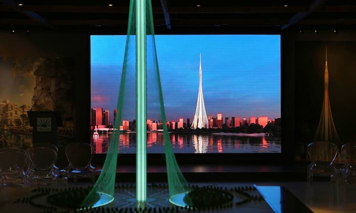 So soll das geplante Bauwerk von Santiago Calatrava aussehen:Rechtzeitig zur Expo 2020 in Dubai soll ein neuer Mega-Turm aus dem Dubaier Boden gestampft werden. Das Projekt wurde am 10. April im Golfemirat vorgestellt.