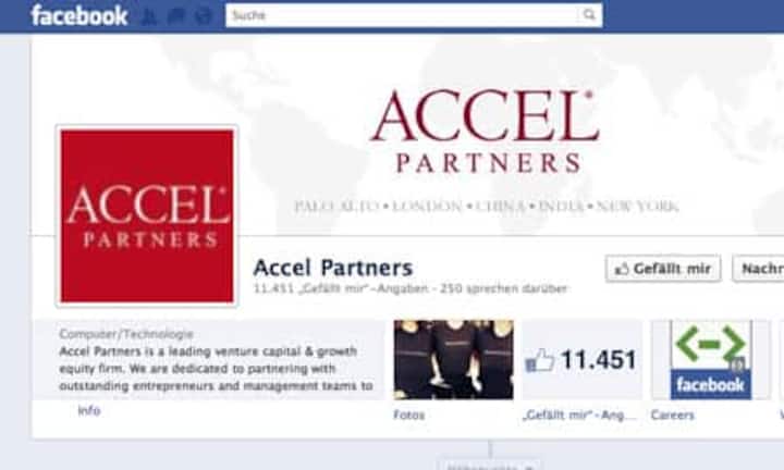 12,7 Millionen Dollar investierte die Beteiligungsgesellschaft Accel Partners einst in das Soziale Netzwerk - und erwarb damit 10 Prozent.