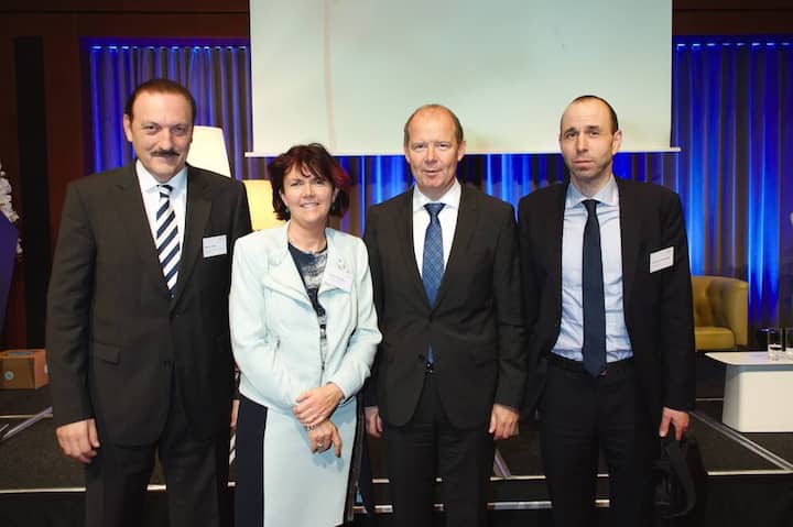 Beat W. Zemp, Zentralpräsident, Dachverband Lehrerinnen und Lehrer Schweiz; Barbara Bourouba, Head Human Resoures Central Europe, Holcim (Schweiz) AG; Valentin Vogt, Präsident, Schweizerischer Arbeitgeberverband; Tobias Straumann, Wirtschaftshistoriker, Uni Zürich