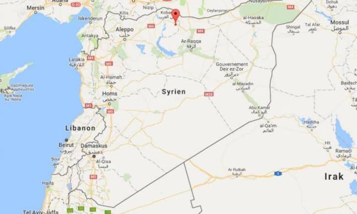 Die Anlage ist in Jalabiyeh im Norden von Syrien nahe der Grenze zur Türkei. Google