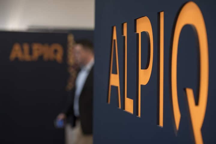 Das Logo von Alpiq am Hauptsitz in Olten anlaesslich der Bilanzmedienkonferenz 2018 des Schweizer Stromproduzenten Alpiq vom Montag, 26. Maerz 2018 in Olten. (KEYSTONE/Urs Flueeler)