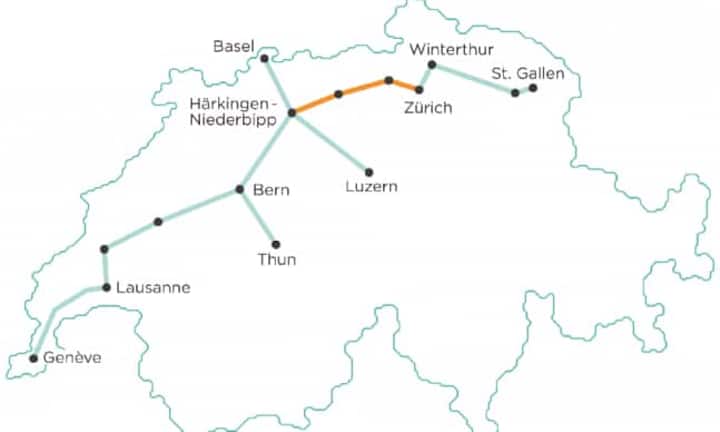 Eine Pilotstrecke ist zwischen Härkingen-Niederbipp und Zürich geplant. Sie soll Ende 2020 realisiert sein. Weitere Teilstrecken sollen letztlich ein unteriridisches Netz bilden und vom Bodensee bis zum Genfersee reichen.