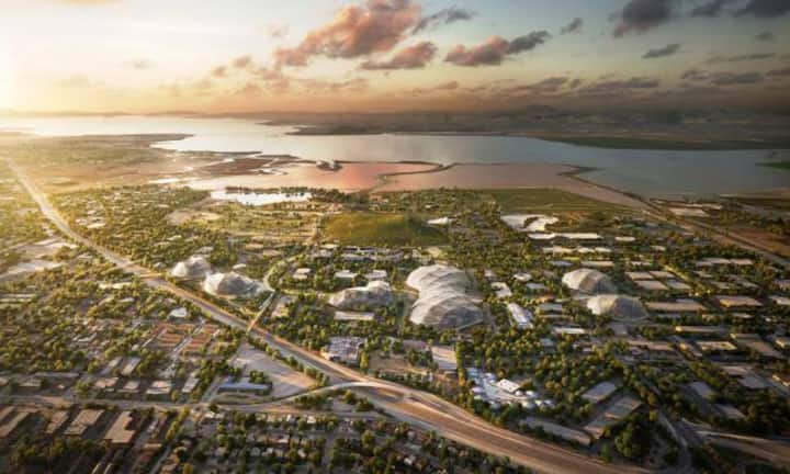 Übersicht über die Google-Stadt Mountain View nach der geplanten Vollendung des Bauwerks. Google
