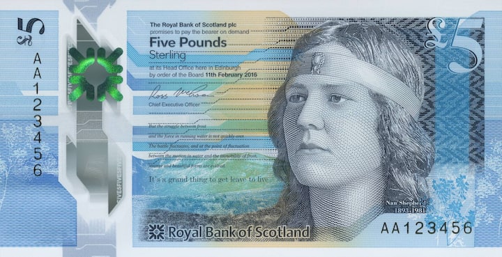 Im Rennen um den Titel war auch die 5-Pfund-Note aus Schottland. Die Geldscheine werden im ganzen Vereinigten Königreich akzeptiert.