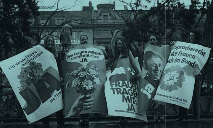 1971 Kampagne fürs Frauenstimmrecht: Vorher waren den Frauen viele Berufe verwehrt.