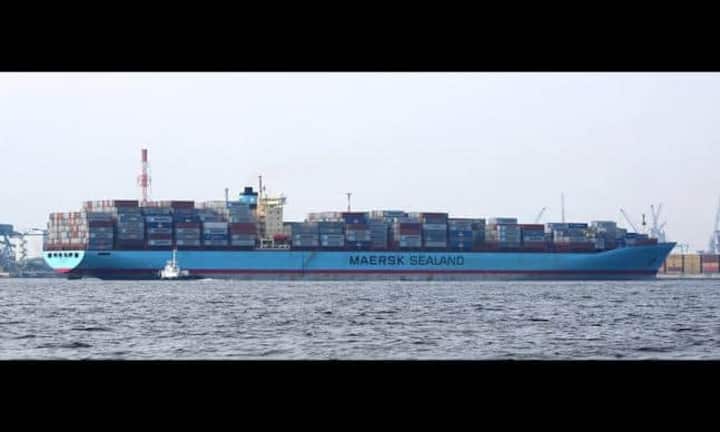 Sovereign Mærsk: Ablieferung 1997, Kapazität 8200 TEU. Yennen-Gas/CC/wikimedia