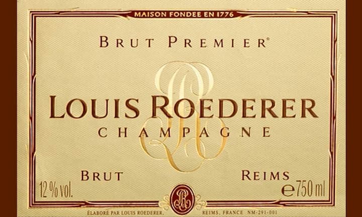 Louis Roderer Brut Premier. Dieser Wein besteht aus 40 Prozent Pinot Noir, 40 Prozent Chardonnay und 20 Prozent Pinot Meunier. Sein Erscheinungsbild ist brilliant. Sein Bouquet von Aromen frischer Früchte, von Gebäck und von warmen Brioches begleitet den frischen, runden, ausdauernden und von strukturierter Vinosität geprägten Geschmack.