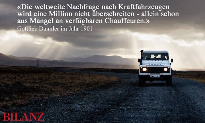 Die Prognose von kurz nach der Jahrhundertwende des deutschen Ingenieurs und Konstrukteurs Gottlieb Daimler wurde bereits 1952 in Deutschland widerlegt. Weltweit beträgt der Bestand 2017 bereits über 1.2 Milliarden. Unsplash