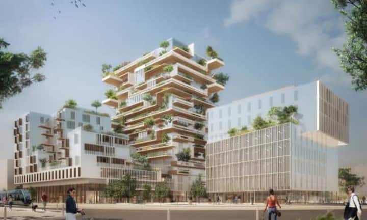 ... Jean-Paul Viguier will bis 2019 diesen futuristischen Holzbau in Bordeaux errichten. Jean-Paul Viguier