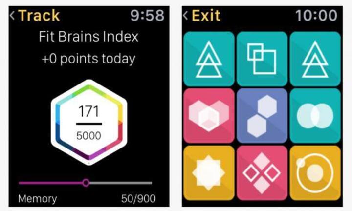 Fit Brains – zum Spielen 
Das Gedächtnistraining von Fit Brains auf der Apple Watch ist lösgelöst von den Angeboten für das iPhone. Drei Spiele wurden speziell für die Smartwatch konfiguriert. Der Nutzer trainiert Geschwindigkeit, Gedächtnis und Konzentration in verschiedenen Schwierigkeitsgraden. Das nächste Level wird abhängig von der Punktzahl in der Vorrunde freigeschaltet.Fazit: Lustig, aber ausbaufähig. Bilder: Screenshots iTunes-Store